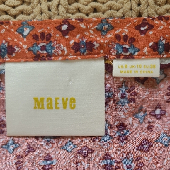 Anthro Maeve Rust Floral Boho Peasant 'Hiver' Blouse - Size 6 - Picture 8 of 10